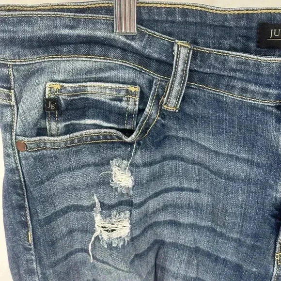 Judy Blue Jeans 15/32 Boyfriend Fit Distressed Stretch Denim Blue Style JB8286MD - Picture 4 of 15